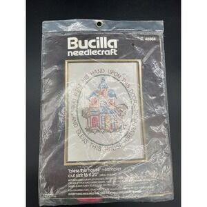 Vintage Bucilla Needlecraft Bless This House Sampler Kit Cross‎ Stitch Sealed